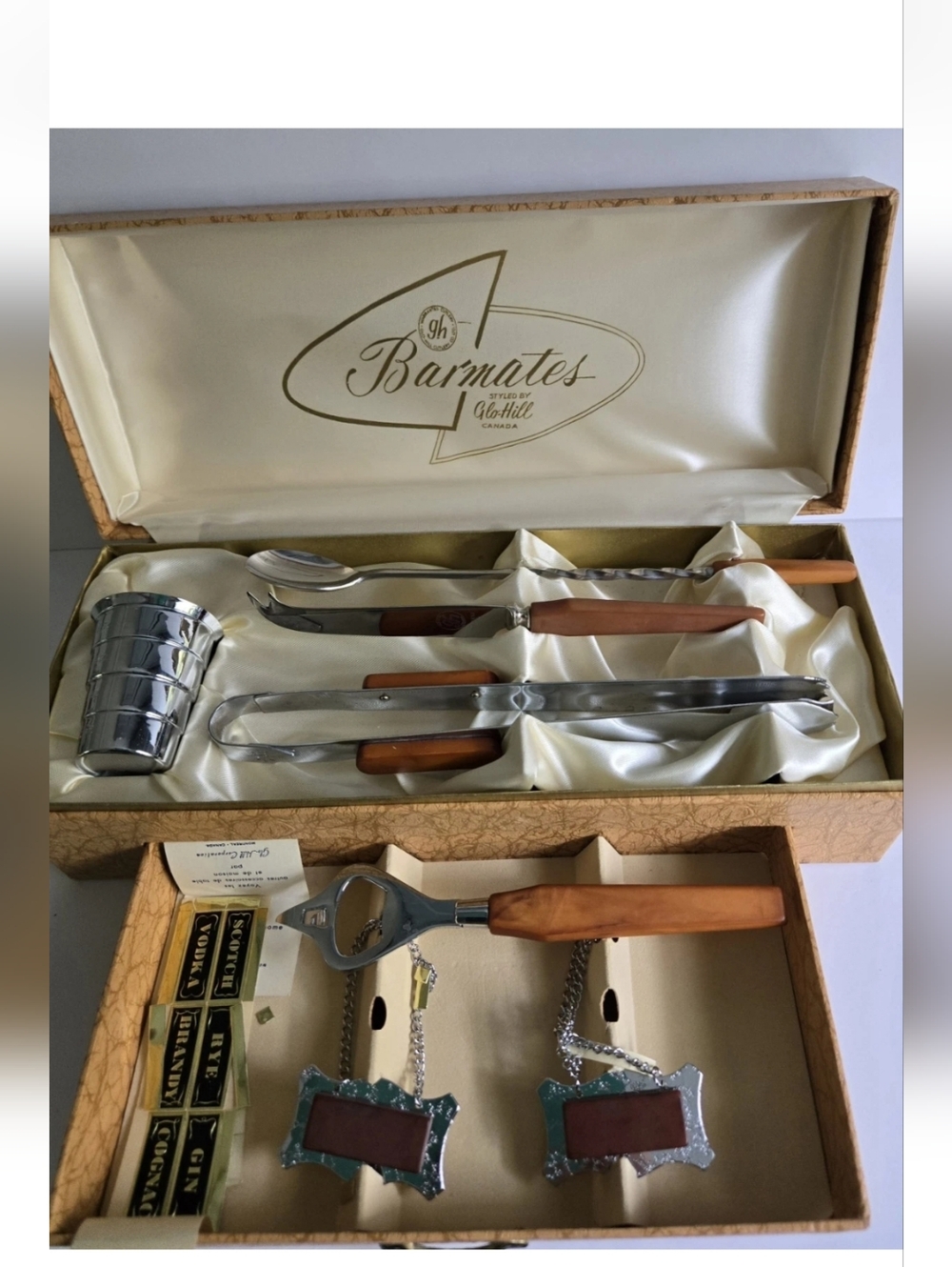 Barmates By Glo-Hill Canada Bakelite Bar Tool Set In Case Vtg